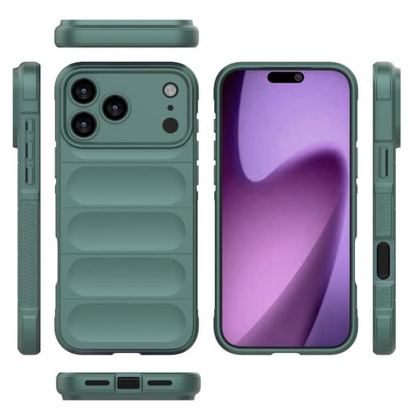 iPhone 18 Pro / iPhone 17 Pro Skal Magic Shield TPU + Flanell Mörkgrön