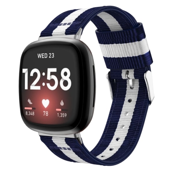 För Fitbit Versa 3 Nylon Watch Band White Blue