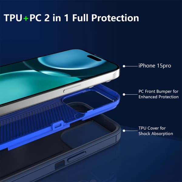 iPhone 16 Pro Max 2 1 Magnetisk PC + TPU Skal Kunglig blå och mörkblå