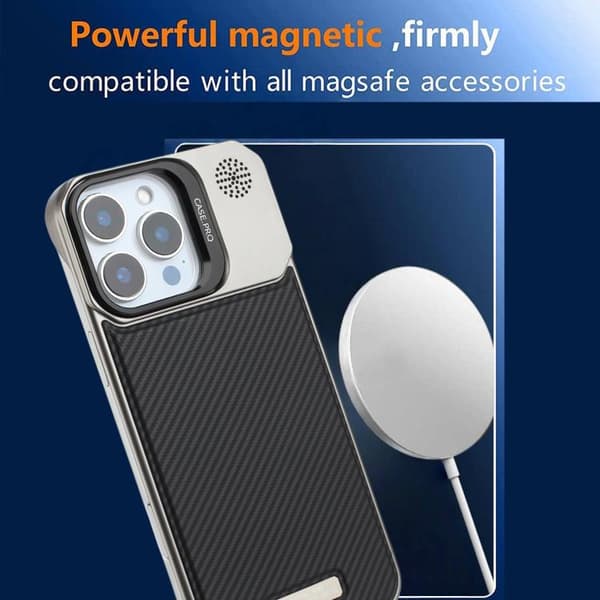 iPhone 16 Pro Max Frameless Kolfiber Skal med PC MagSafe Svart