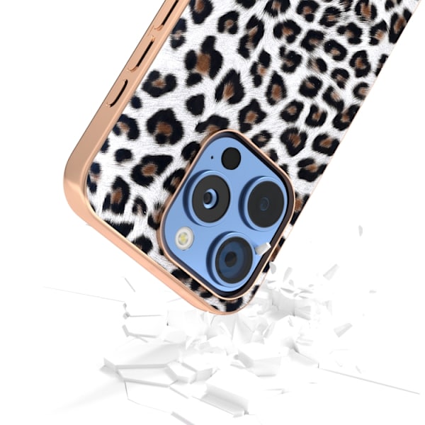 iPhone 16 Pro Leopard Print Nano Plating Skal Silver