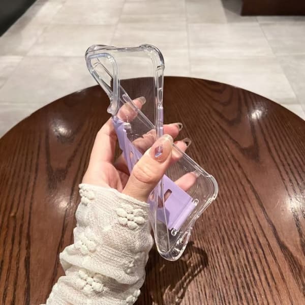 iPhone 16 Pro Max Transparent Wristband Shockproof TPU Skal Blå