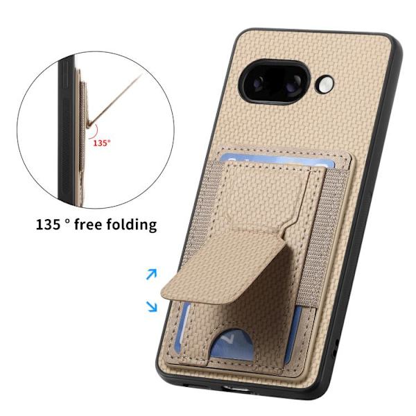 för Pixel 9a Skal med Kolfiber Fällbart Ställ och Elastisk Kortficka Grön