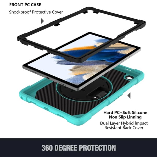 Samsung Galaxy Tab A8 10.5 (2021) Rotationsskydd i silikon + PC Mintgrön