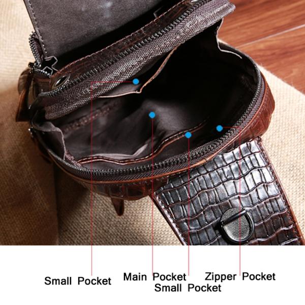 1313 Herrmode Läder Krokodil Textur En-Axlad Crossbody Bröstväska Krokodilmönster