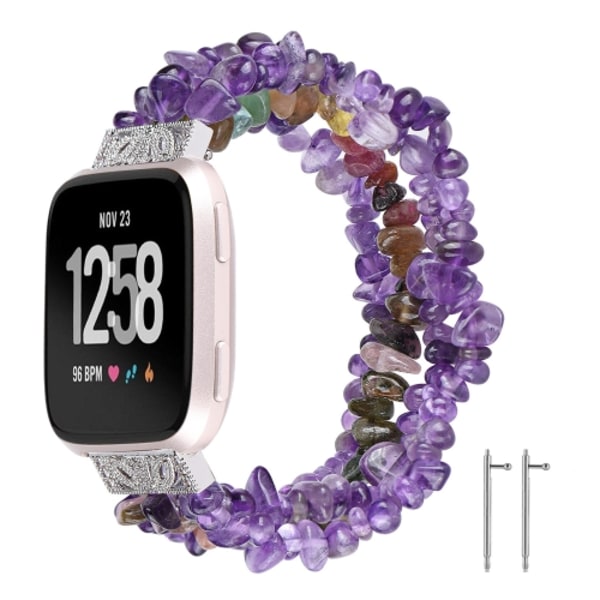 För Fitbit Versa Rough Stone Armband Watch Band Amethyst