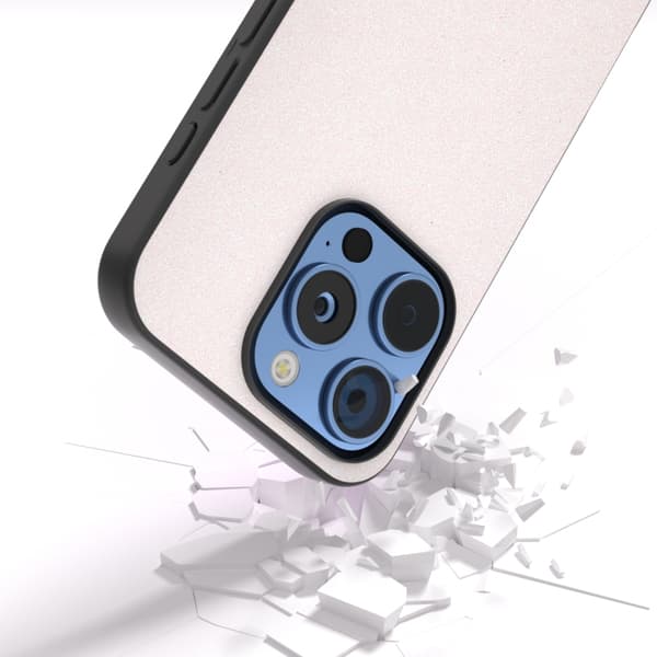 iPhone 16 Pro Glitter Shockproof Skal med Svart Ram Vit