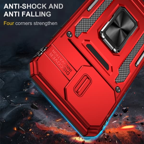iPhone 16 Pro Max Skal med Armor PC + TPU Kameraskydd Röd