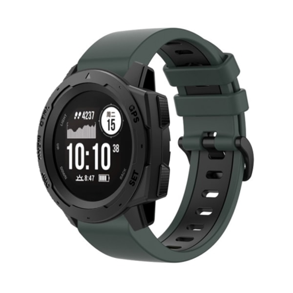 För Garmin Instinct 2S 22 mm silikon watch i två färger Olive Green-Black