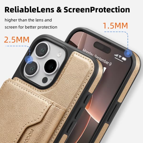iPhone 16 Pro Max Skal med Multi-funktionell MagSafe Kortficka Ökenguld