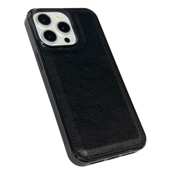iPhone 16 Pro Cowhide Textur Skal - Elegant och Hållbar Mobilskydd Svart