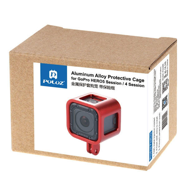 Skyddande hölje i CNC-aluminiumlegering med försäkringsram för GoPro HERO5 Session /HERO4 Session /HERO Session Röd