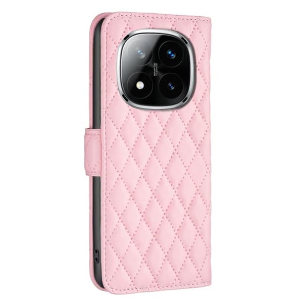 Redmi Note 14 Pro 4G - Diamantmönster Plånboksfodral i Läder Rosa