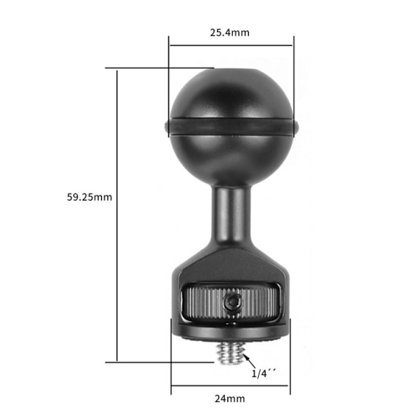 2,5 cm kulledsklips för actionkamera undervattensvideokamera ljusdykningsfog Titan