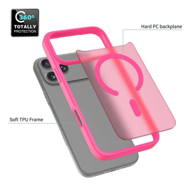 iPhone 17 Pro Max Skal - TPU Hybrid PC med MagSafe Rosröd