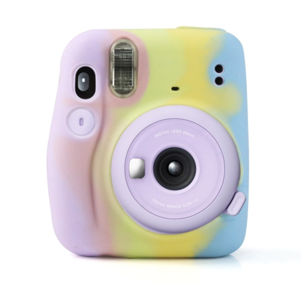 Regnbåge Mjukt Silikon Skyddande Fodral för Fujifilm Instax mini 11 Rosa