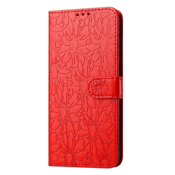 Redmi Note 14 4G - Daisy Prägling Läderfodral Röd