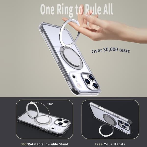 iPhone 18 Pro Max / iPhone 17 Pro Max 360-graders roterande MagSafe magnetisk skal Transparent