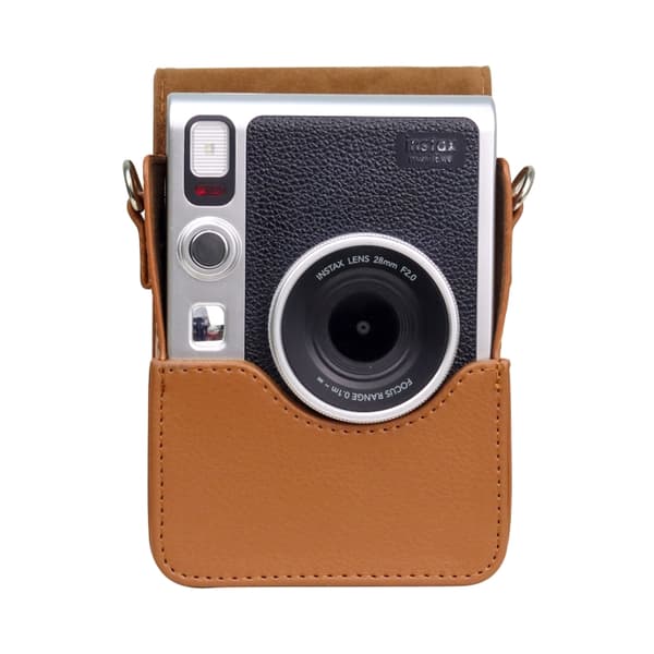 Vertikal PU-läderfodral med rem för FUJIFILM instax mini Evo Brun