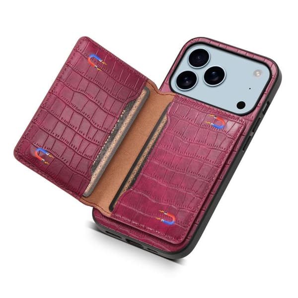 iPhone 18 Pro Max / iPhone 17 Pro Max Skal med Krokodiltextur och Fullt Skyddande Design Röd