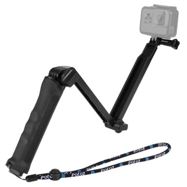 3-vägs grepp hopfällbar stativ selfie-stick förlängningsmonopod för GoPro, Insta360 ONE R, DJI Osmo Action och andra actionkameror, längd: 20-58 cm