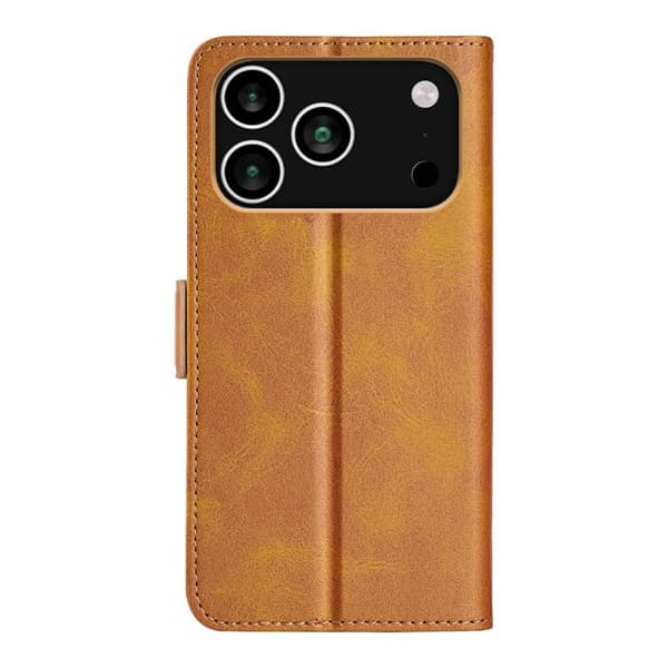 iPhone 18 Pro Max / iPhone 17 Pro Max Skal Läderfodral med Dubbel Magnetspänne och Horisontell Flip Gul
