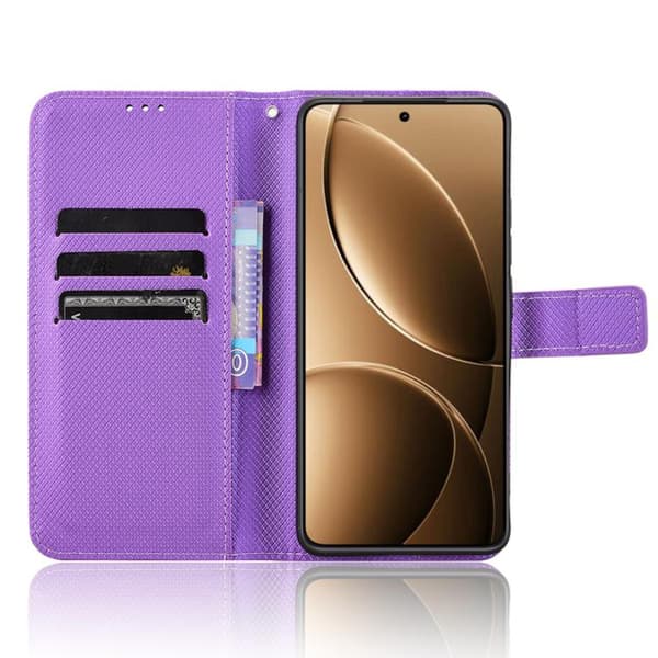 Redmi K80 / K80 Pro - Diamanttexturerat Läderfodral Purpur