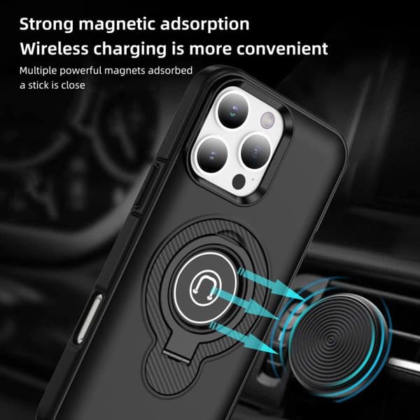 iPhone 16 Pro Max Ring Holder Magnetisk Skal Svart