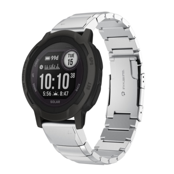 För Garmin Instinct 2 22mm Tortoise Shell i rostfritt stål watch Sliver