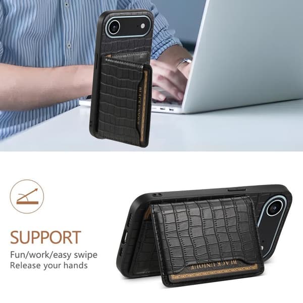 iPhone 17 Air Skal med Krokodiltextur - Designad för Fullt Skydd Svart