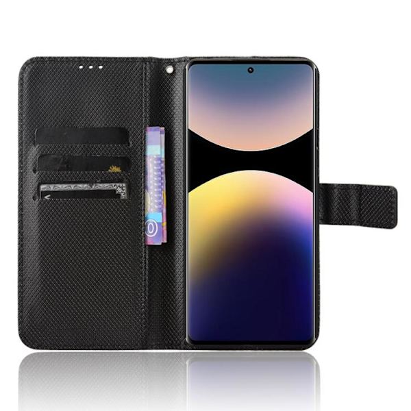 Redmi Note 14 Pro 4G - Diamanttexturerat Läderfodral Svart