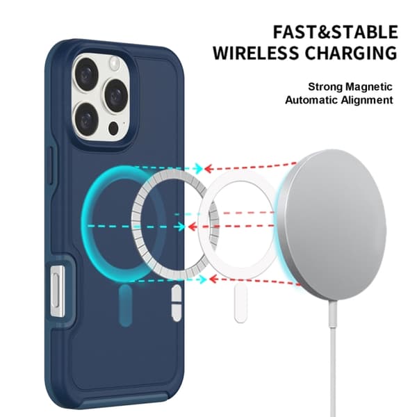 iPhone 16 Pro Max Shockproof MagSafe Armor PC Hybrid TPU Skal Bläckblå