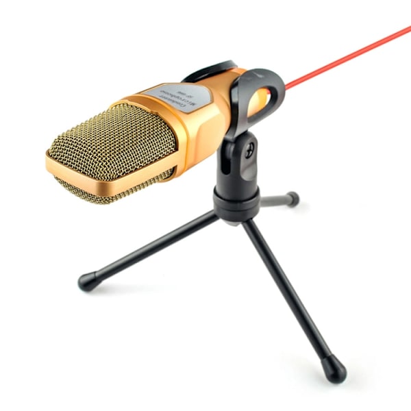 SF-666 Datorröstmikrofon med adapterkabel Ankare Mobiltelefon Video Trådbunden mikrofon med fäste, Färg: Guld