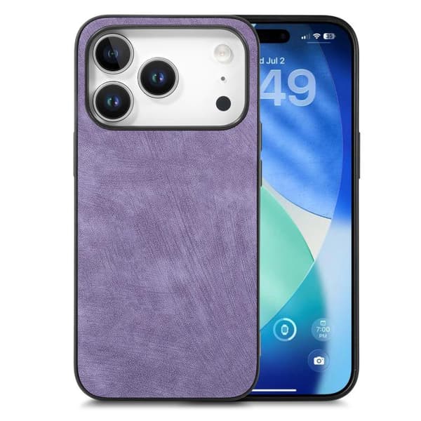 iPhone 18 Pro Max / iPhone 17 Pro Max Vintage Läder PC Bakskydd Skal Purpur
