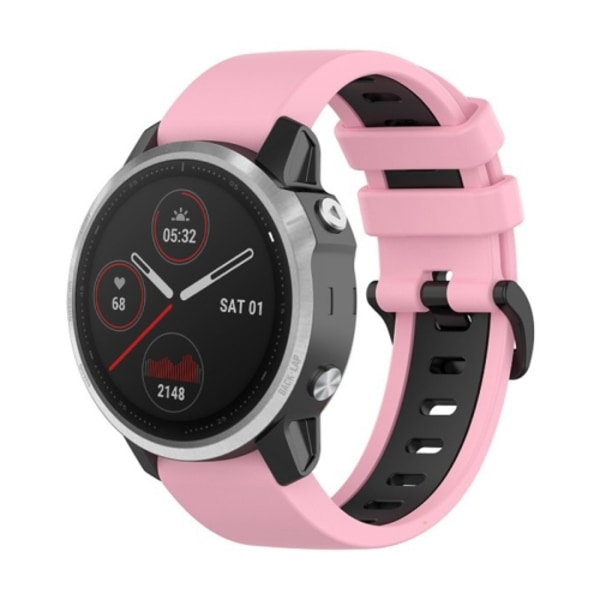 För Garmin Fenix ​​6S 22mm silikon watch i två färger Pink-Black