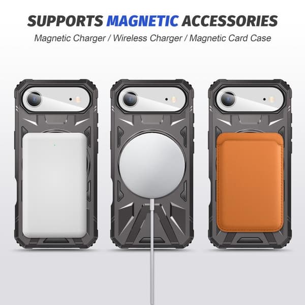 iPhone 17 Air Skal med MagSafe Magnetisk Stötsäker och Ringhållare Mörkgrå