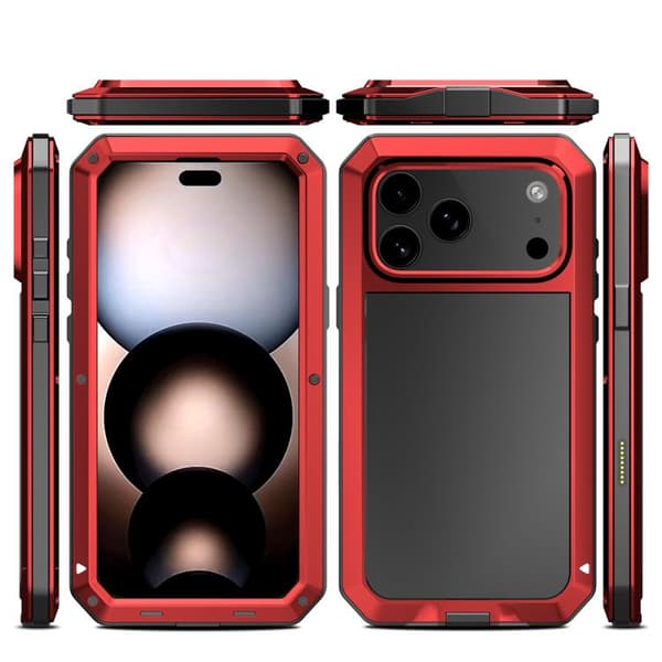 iPhone 17 Pro Skal - Rödpeppar - Trippelskyddad Metall Röd