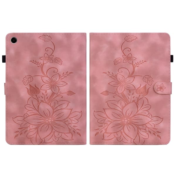 Samsung Galaxy Tab A9+ / A11+ Lily Prägad Läderfodral Rosa