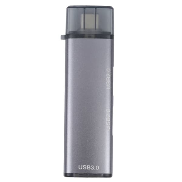 USB Hub Adapter med 3 portar (2 x USB 2.0 + USB 3.0 till USB-C) - Aluminiumlegering, Plug & Play
