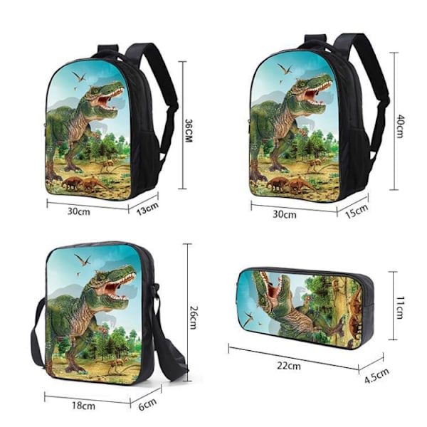 16-tums ZZ9 3 st/set Barn Dinosaurie Skolväska Förskola Elever Ryggsäck