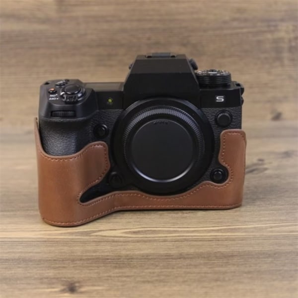 Fujifilm XH2S 1/4 tums gäng PU-läder kamerahalfodral bas Kaffe
