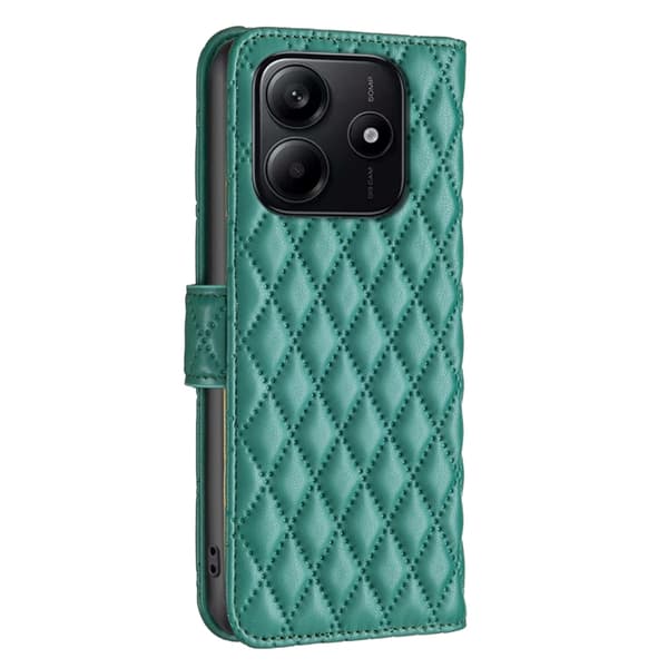 Redmi Note 14 5G - Diamantmönster Plånboksfodral i Läder Grön