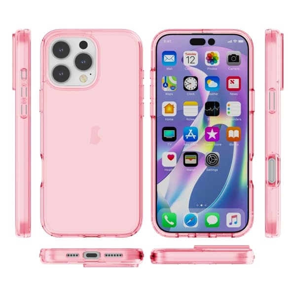 iPhone 16 Pro Shockproof Terminator Transparent Skal Rosa