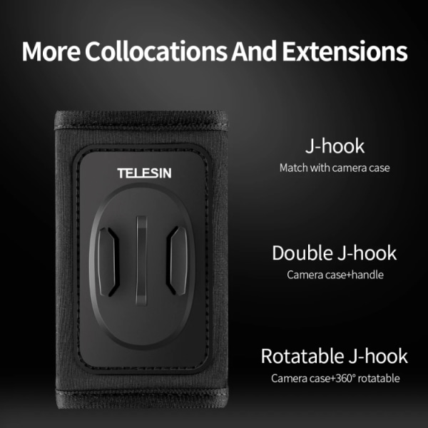 TELESIN Ryggsäck Axelrem Fäste Mount för GoPro Hero / Insta360 / SJCAM / DJI Action Tillbehör, Spec: Endast Remfäste