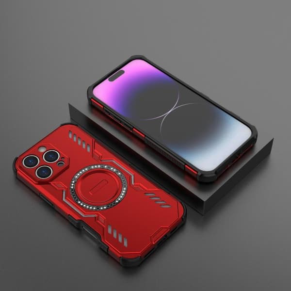 iPhone 16 Pro Max Butterfly Armor MagSafe Magnetisk Ring Stötsäker Skal Röd