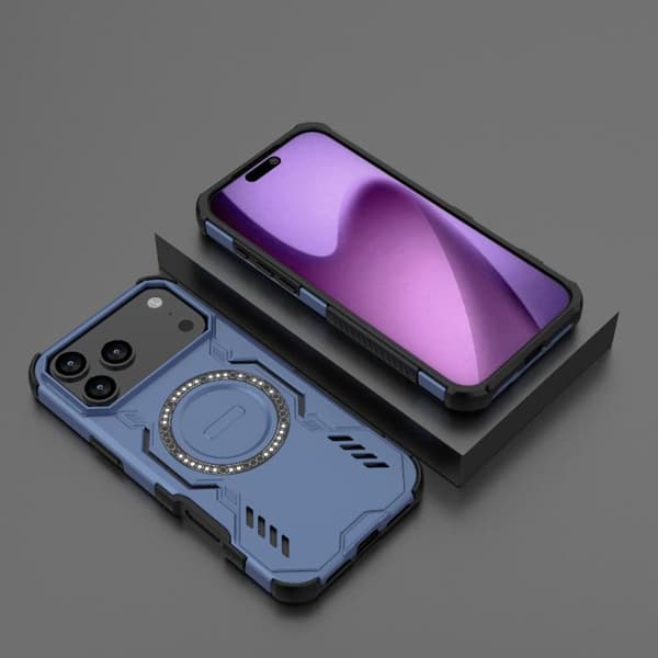 iPhone 17 Pro Max Skal med Butterfly Armor MagSafe Magnetring och Stötskydd Blå