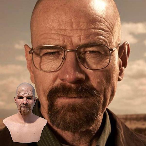 The Breaking Bad Mr.white Cosplay Realistic Mask Bald Man Party Huvudbonader Halloween Fancy Dress Up Rekvisita