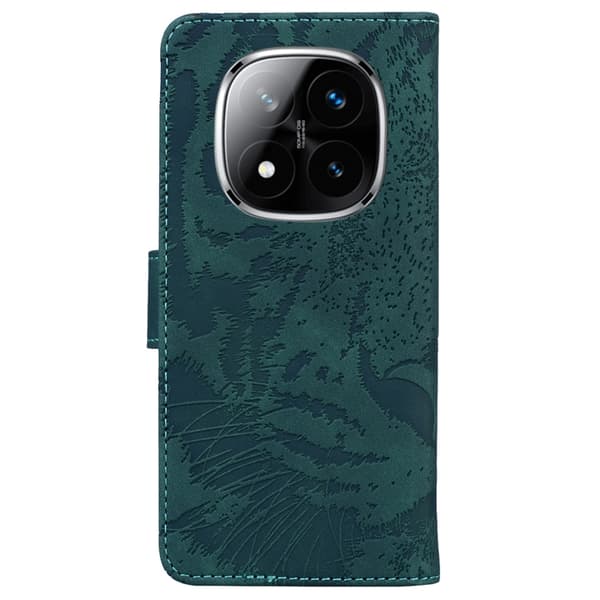 Redmi Note 14 Pro / Note 14 Pro+ 5G - Tiger Prägung Lederhülle Grön