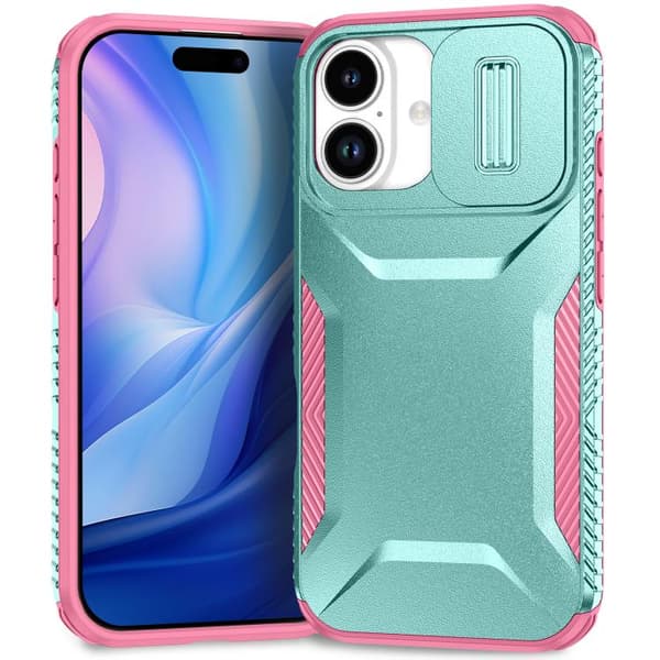 iPhone 17 Skal med Glidande Camshield Rosa + Grågrön
