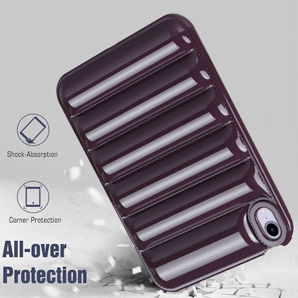 iPad mini 2024 / mini 6 Skal med Eiderdown Kudde - Stötsäker Tablet Case Vinrött
